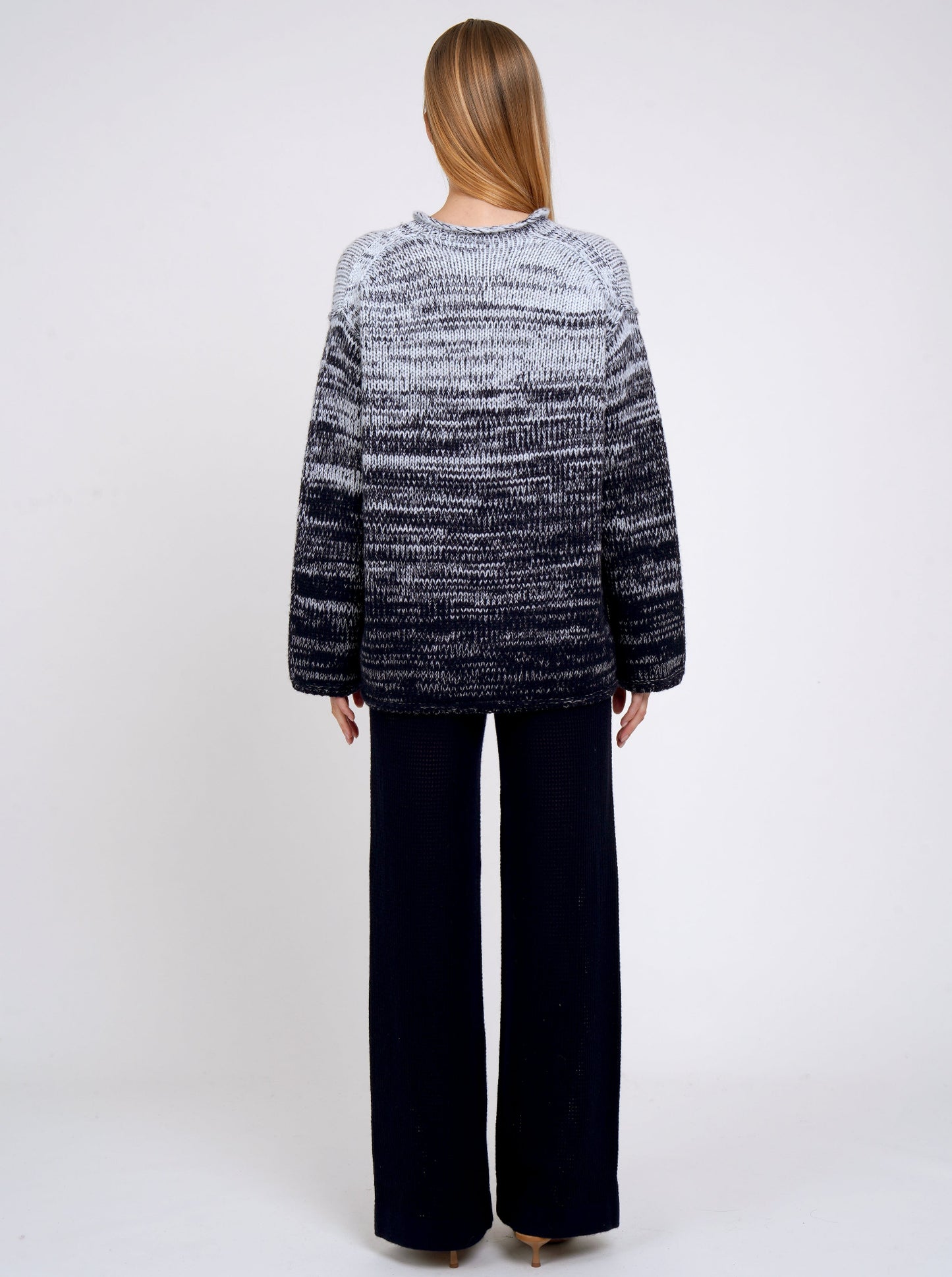 Cloud Blue and Navy Chunky Knit Pimp Jumper