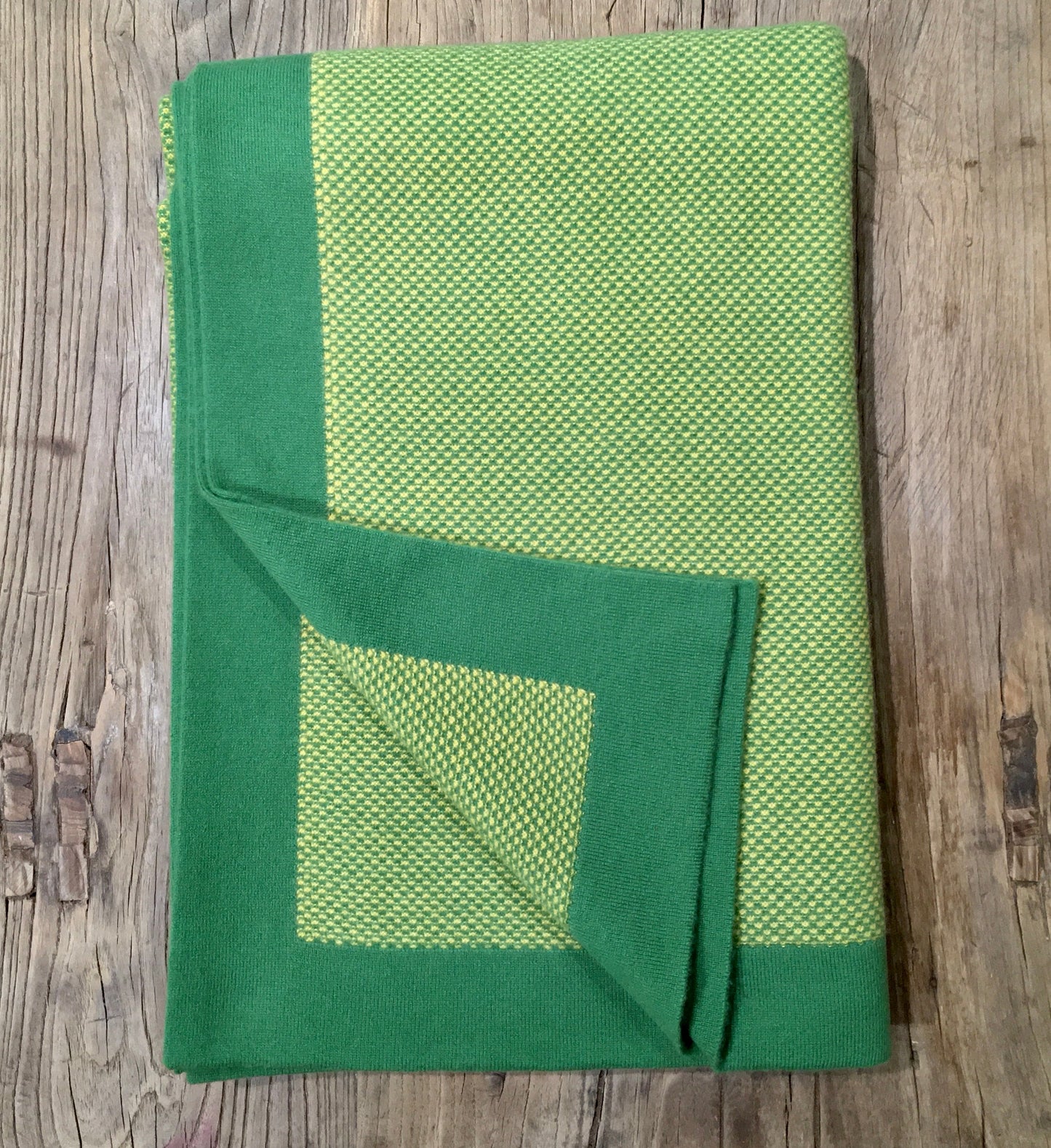 Green and Yellow Tara Single Cashmere Blanket