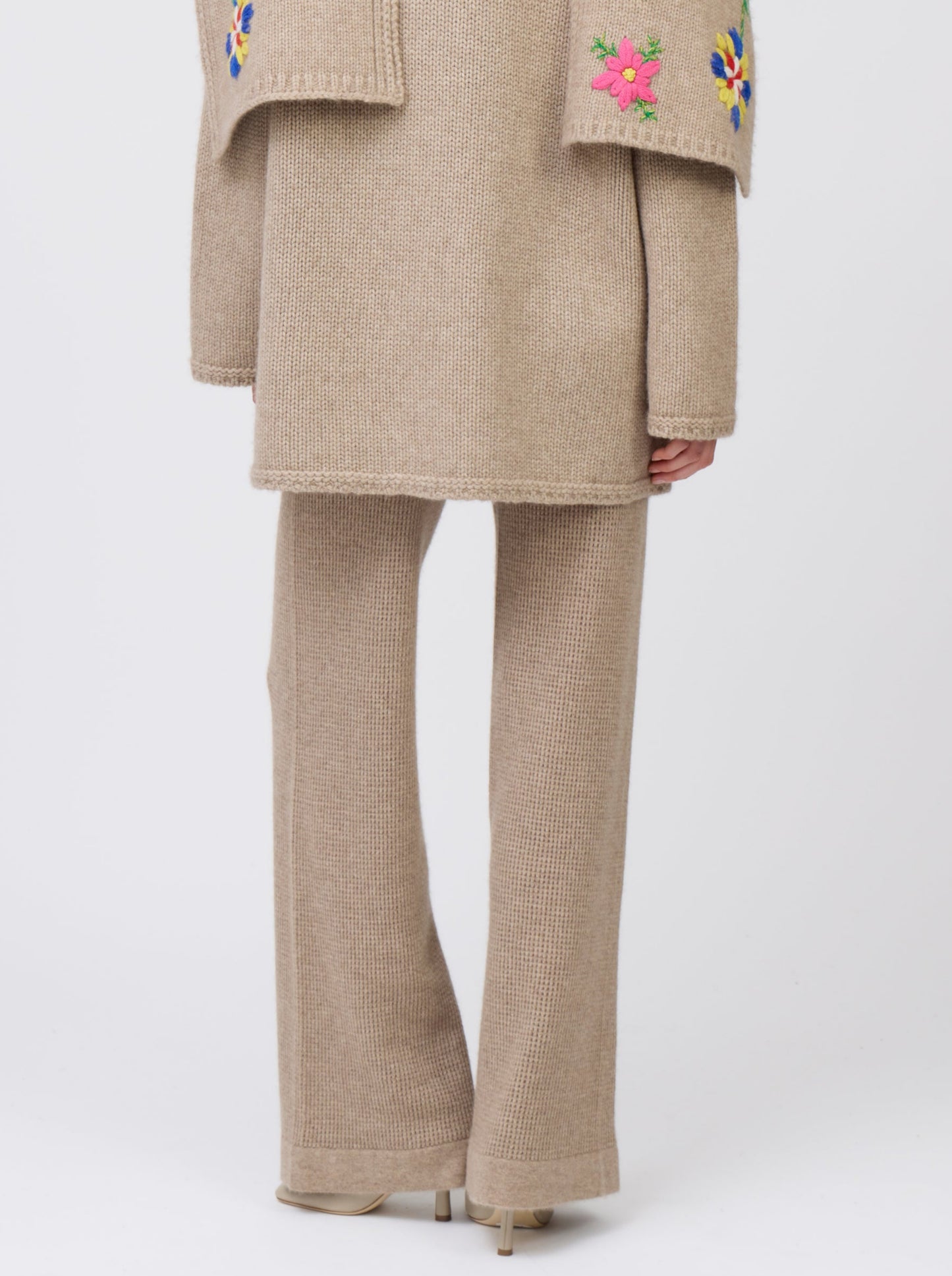 Light Brown Net Knit Cashmere Pants