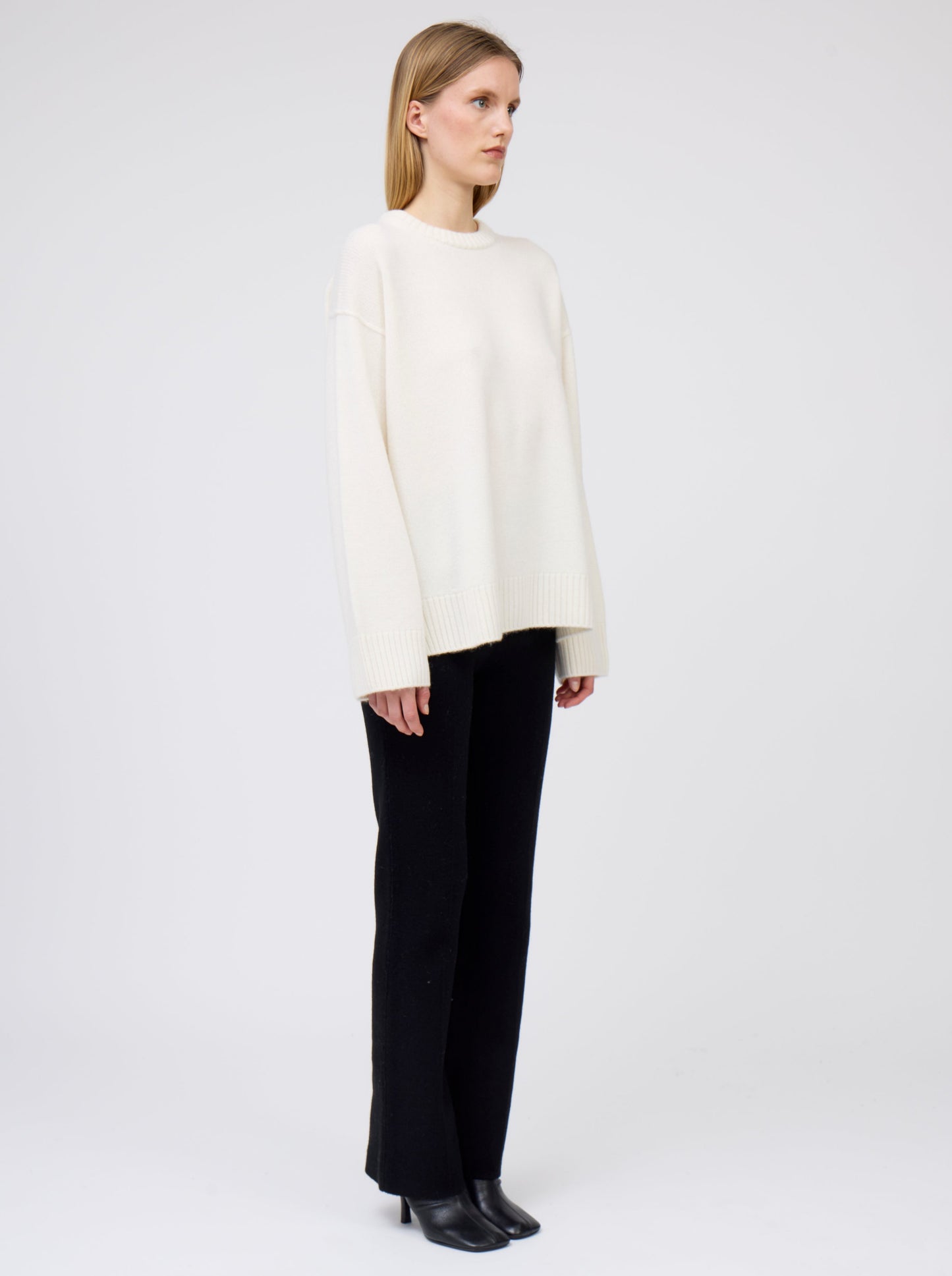 White Oversized Round Neck Jumper
