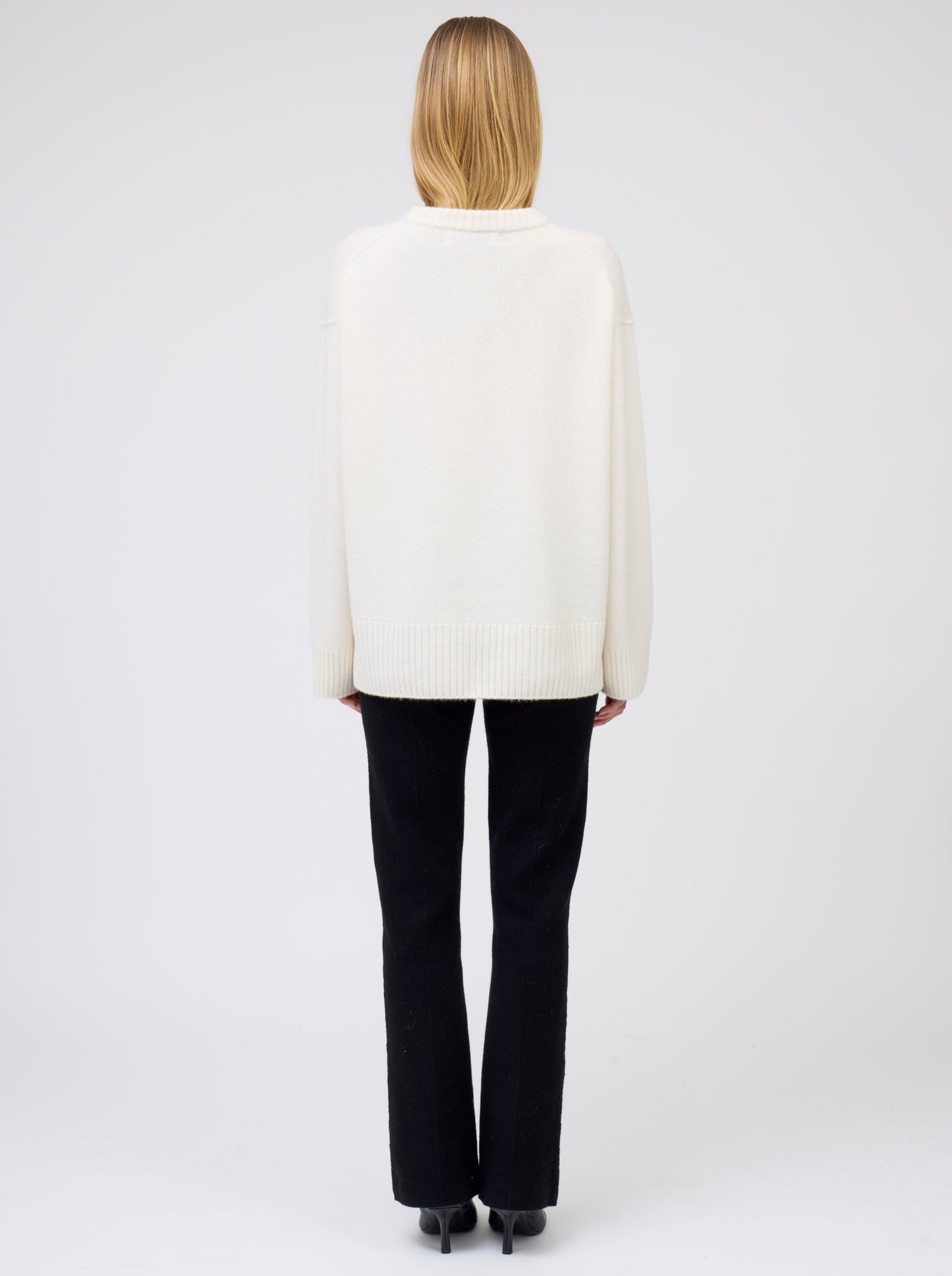 White Oversized Round Neck Jumper