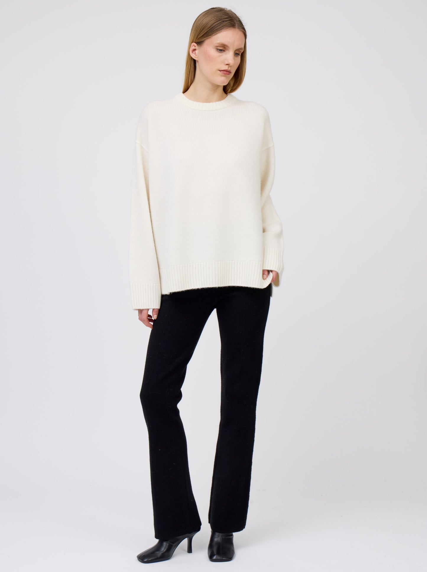White Oversized Round Neck Jumper
