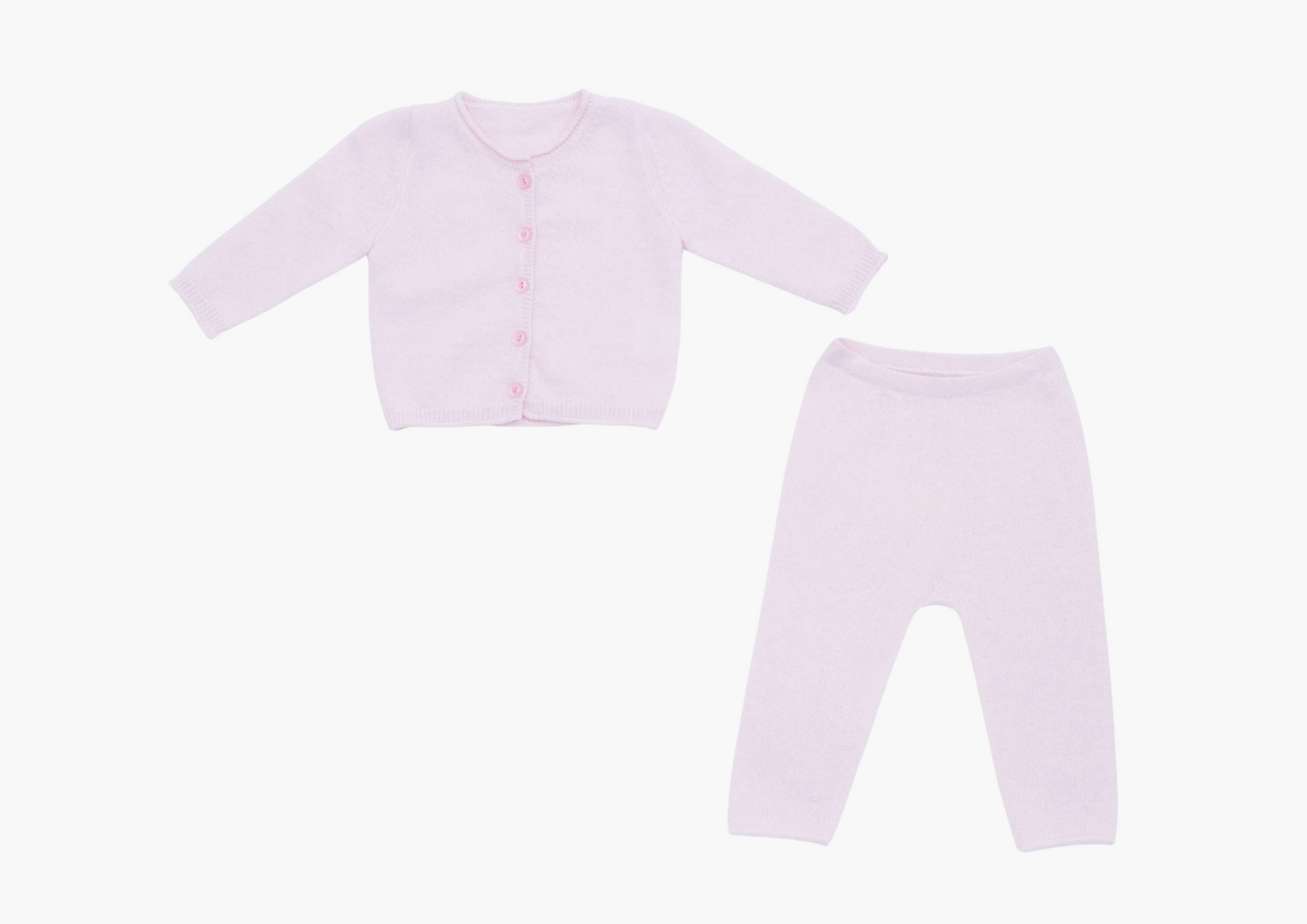 light pink baby cashmere cardigan and leggings set