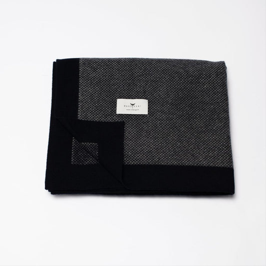 Navy and Grey Tara Single Cashmere Blanket