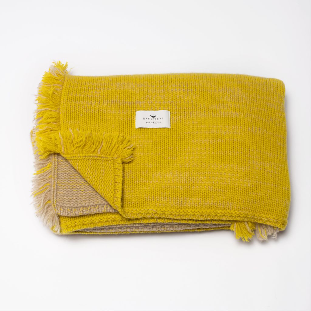Yellow/Light Brown Chunky Cashmere Pimp Blanket