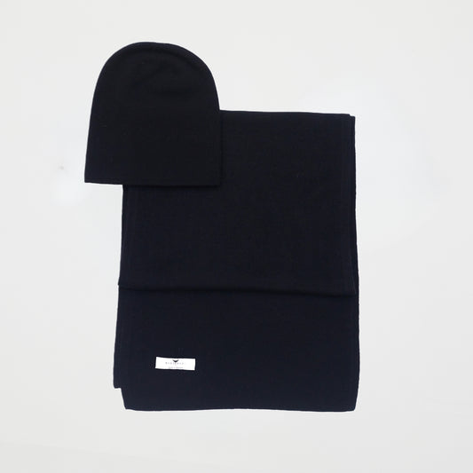 Black Cashmere Hat and Scarf Set