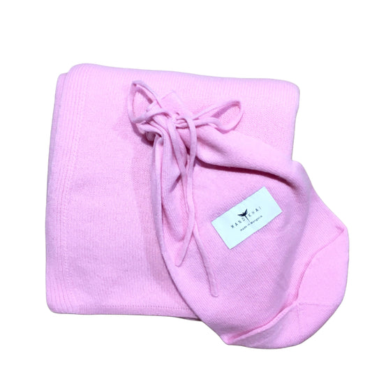 Pink Cashmere Shawl With Travel Pouch