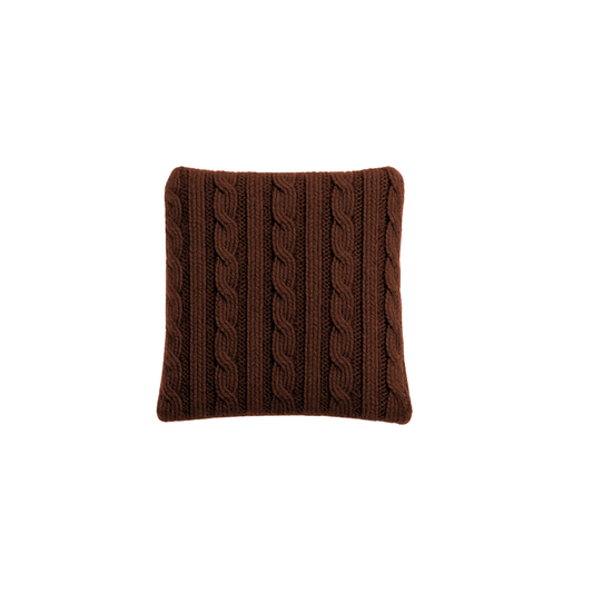 Chocolate Brown Cable Knit Mini Lavender Cushion