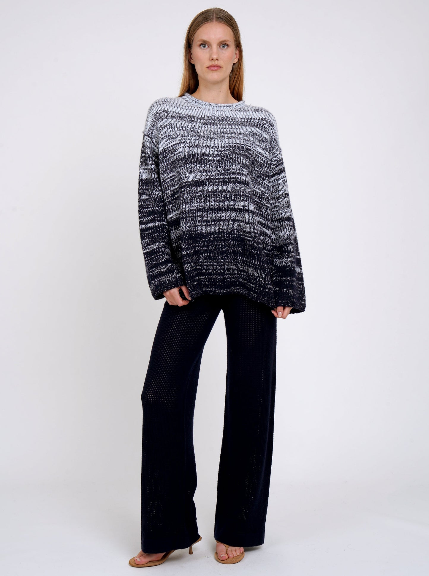 Cloud Blue and Navy Chunky Knit Pimp Jumper
