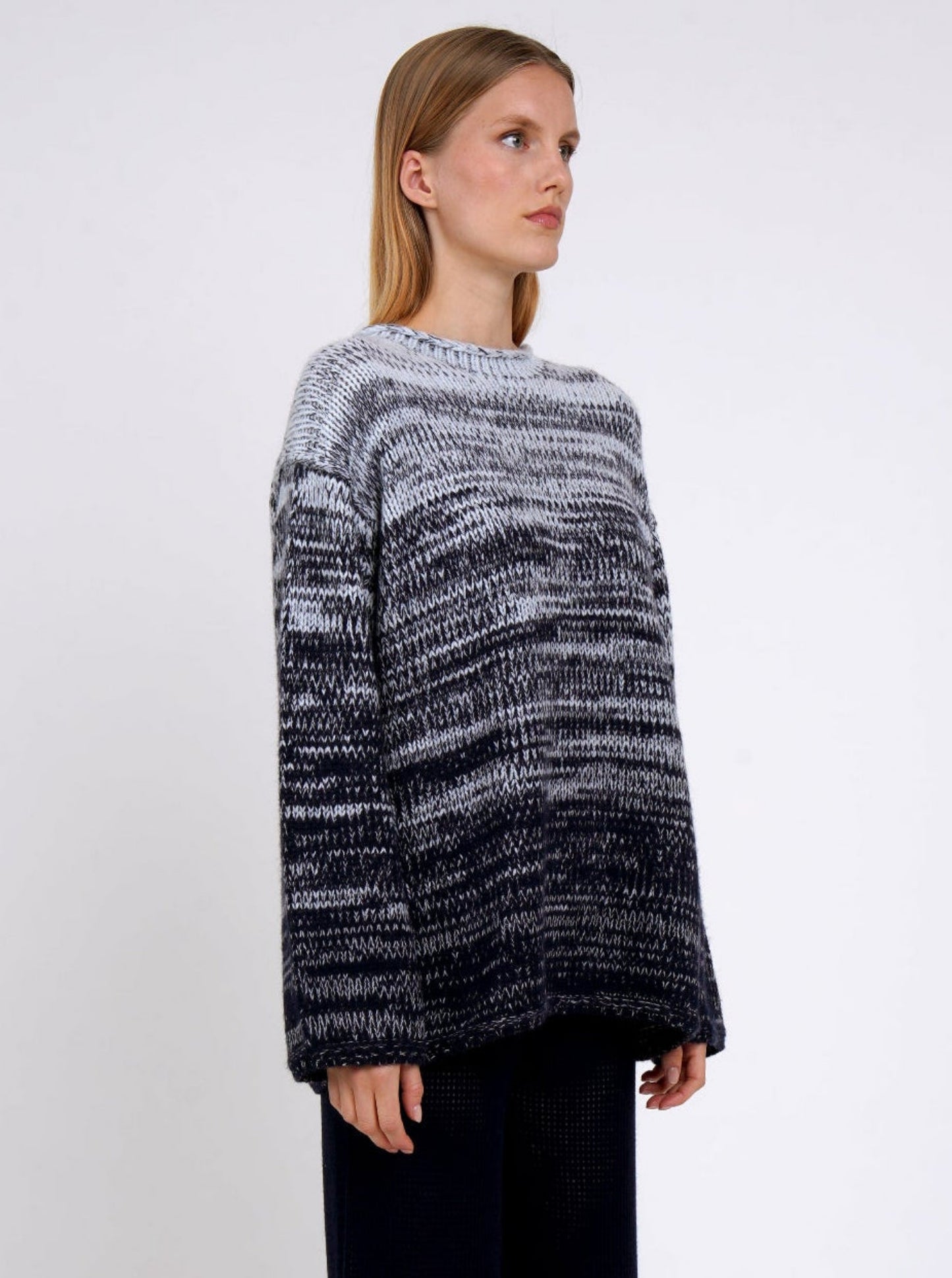 Cloud Blue and Navy Chunky Knit Pimp Jumper
