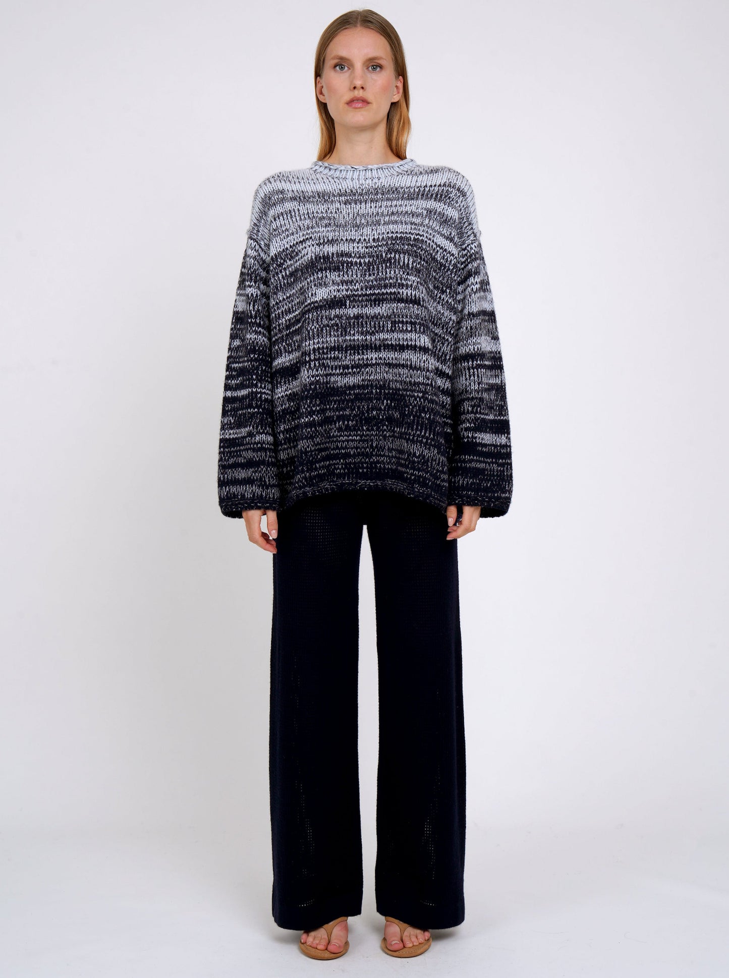 Cloud Blue and Navy Chunky Knit Pimp Jumper
