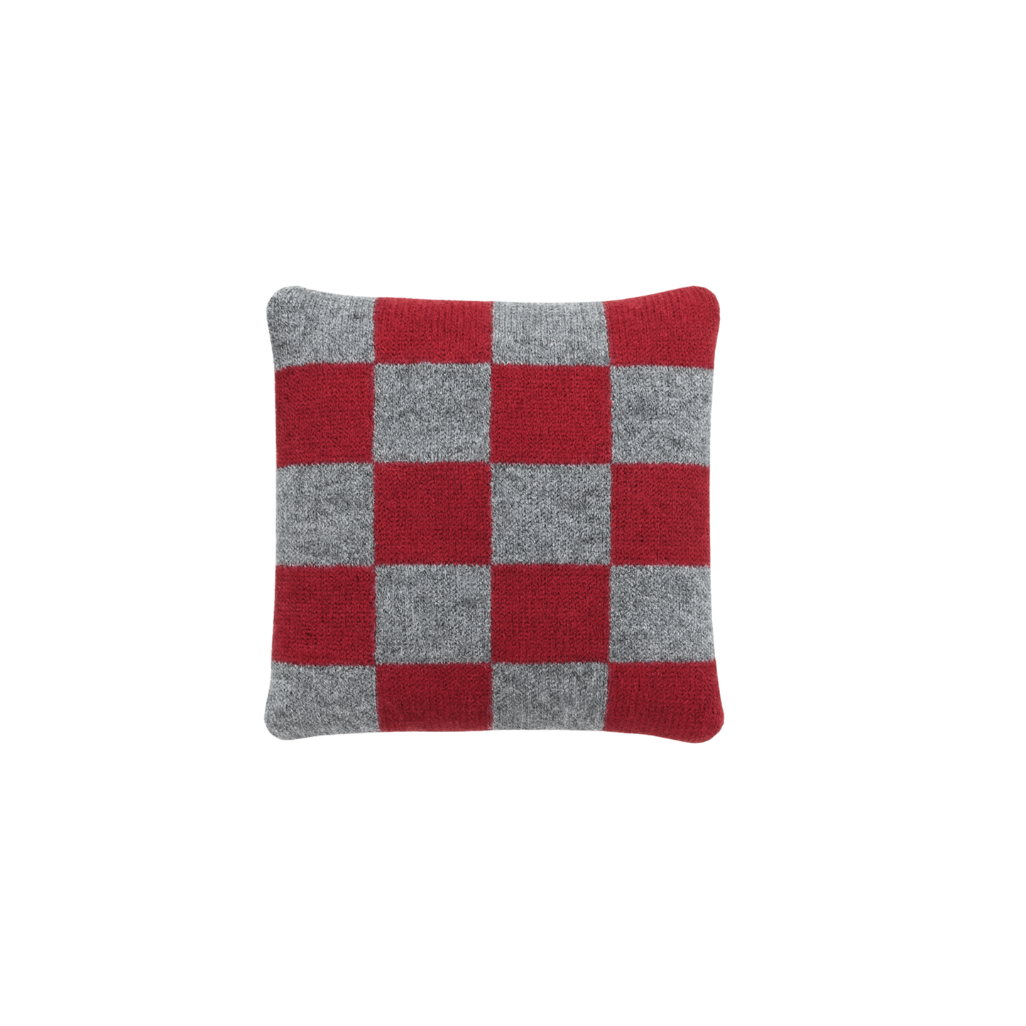 Grey And Red Checkered Mini Lavender Cushion