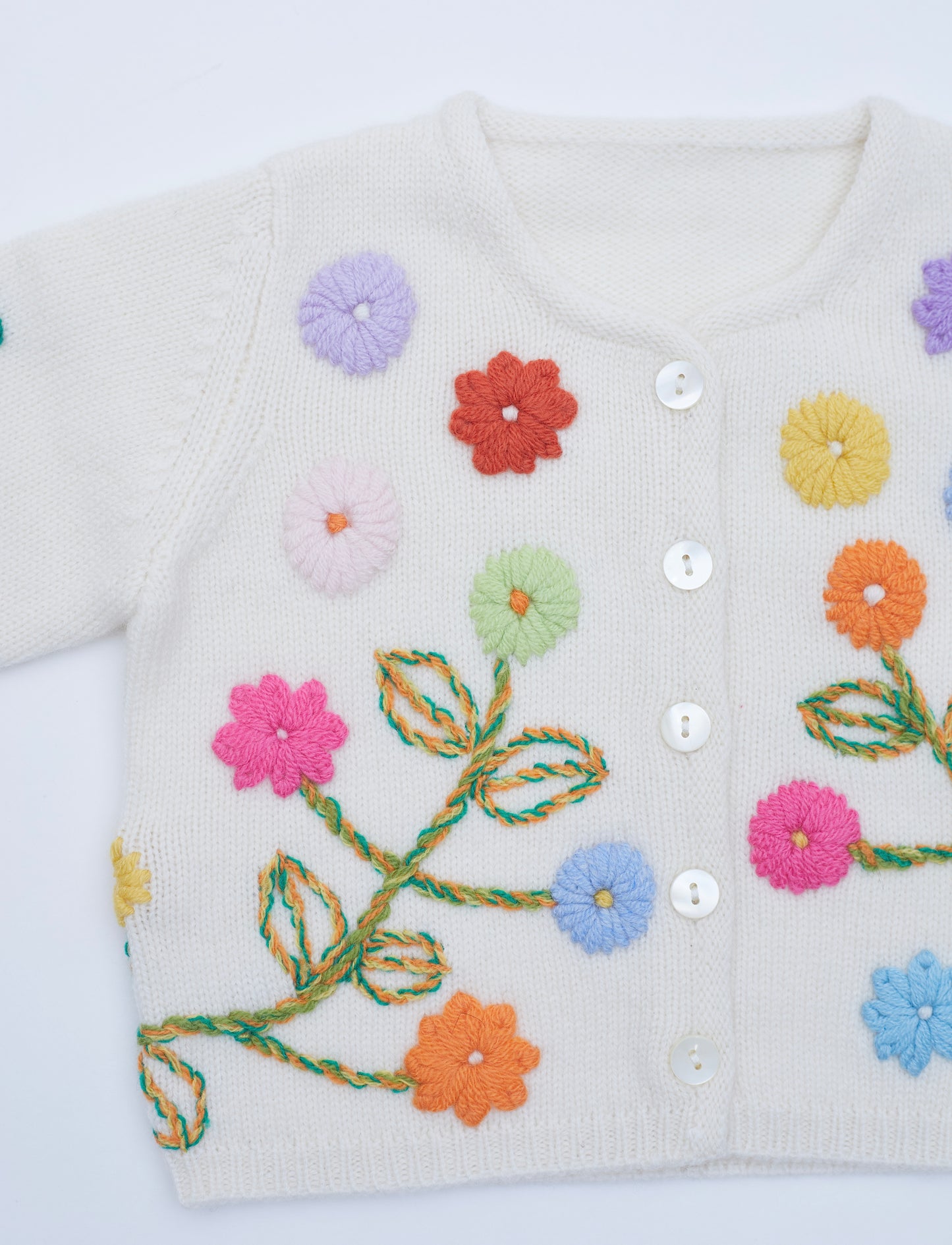 White Hand Embroidered Baby Cashmere Cardigan