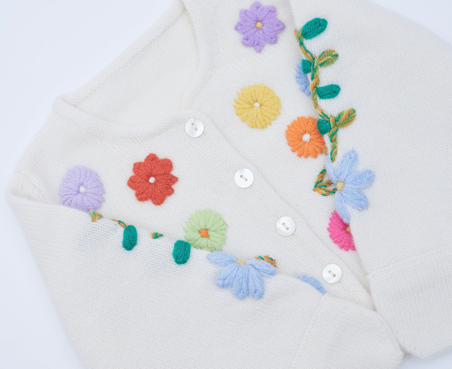 White Hand Embroidered Baby Cashmere Cardigan