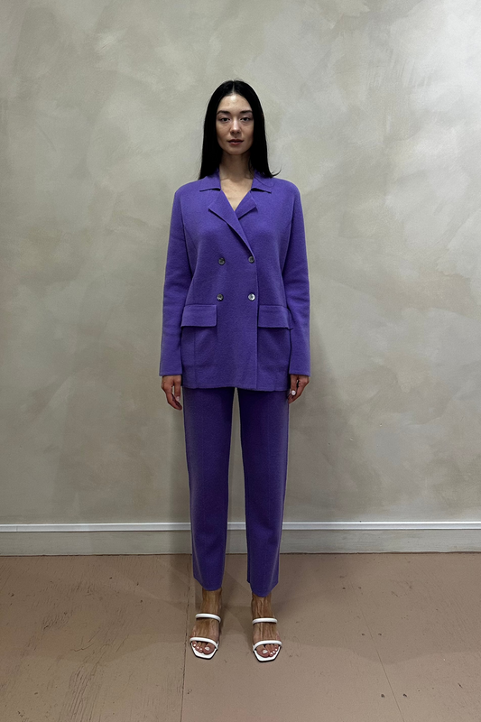 Purple Cropped Cashmere Suit Pants