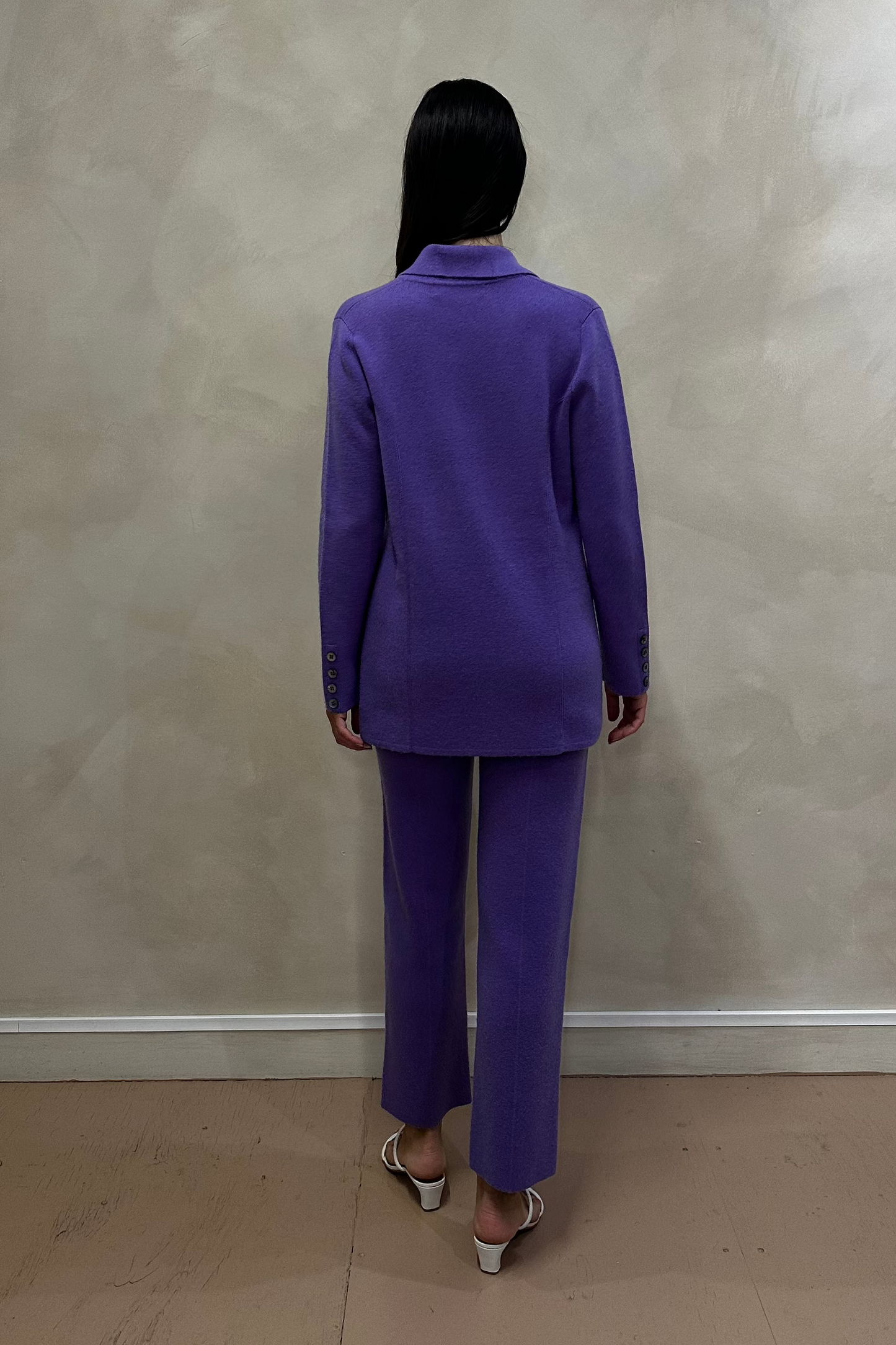 Purple Cropped Cashmere Suit Pants