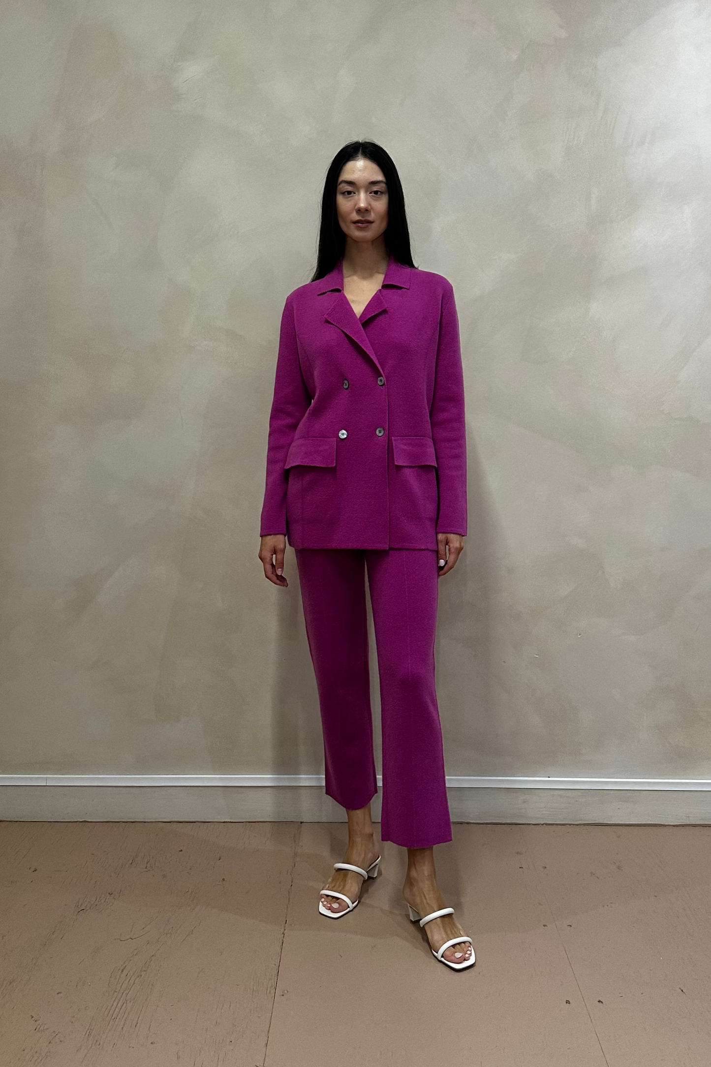 Deep Pink Cashmere Tailored Suit Jacket