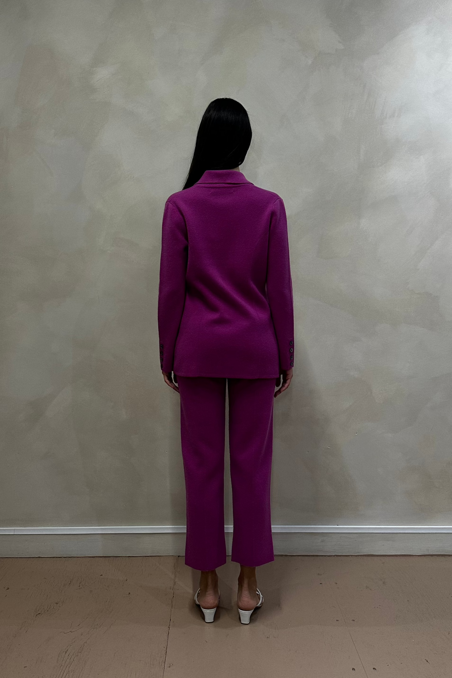 Purple Cropped Cashmere Suit Pants