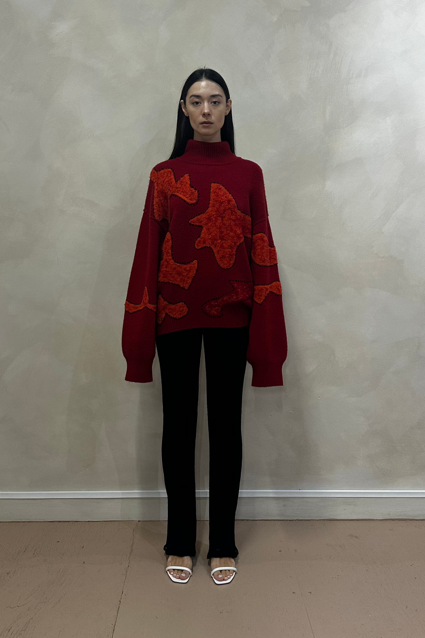 True Red Hand Felted Oversized Jumper