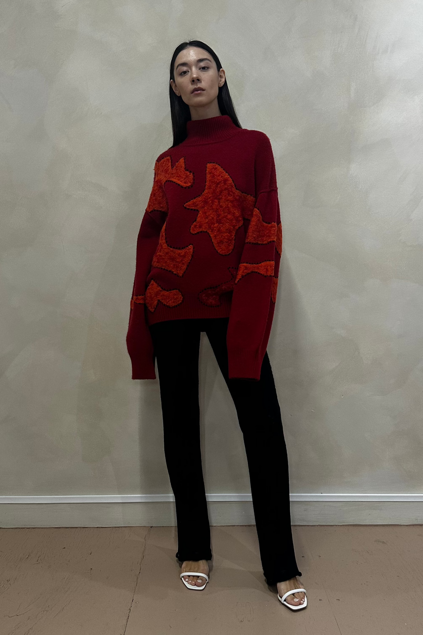 True Red Hand Felted Oversized Jumper