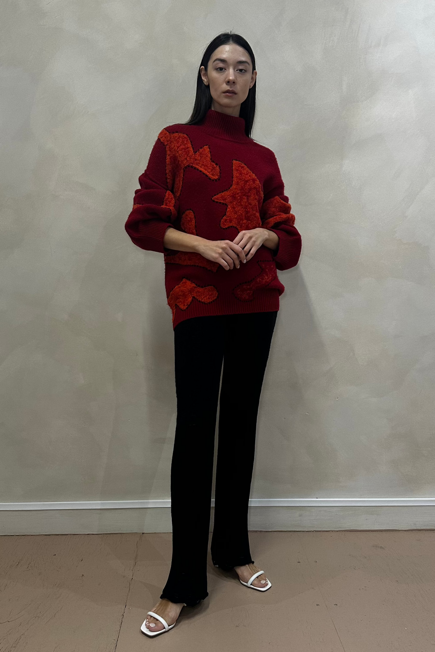 True Red Hand Felted Oversized Jumper