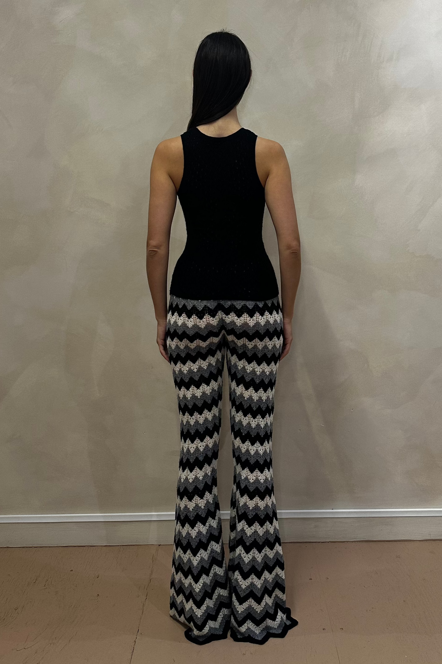 Black Ajur Knit Long Samba Pants