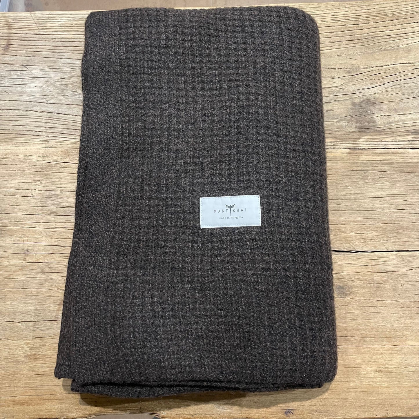 Dark Brown/BlackYak Wool Melange Knit Blanket