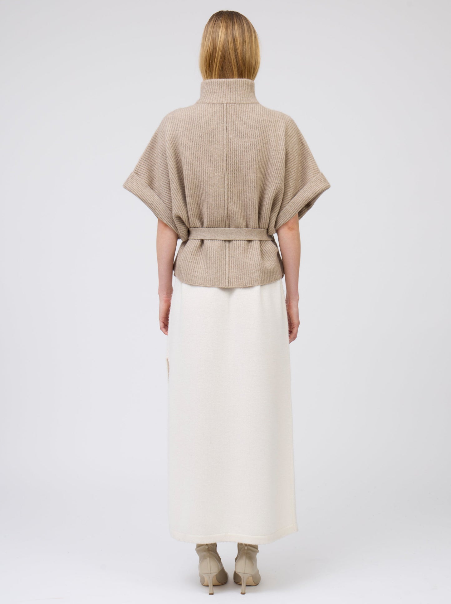 Light Brown Cashmere Belted Kimono Jacket