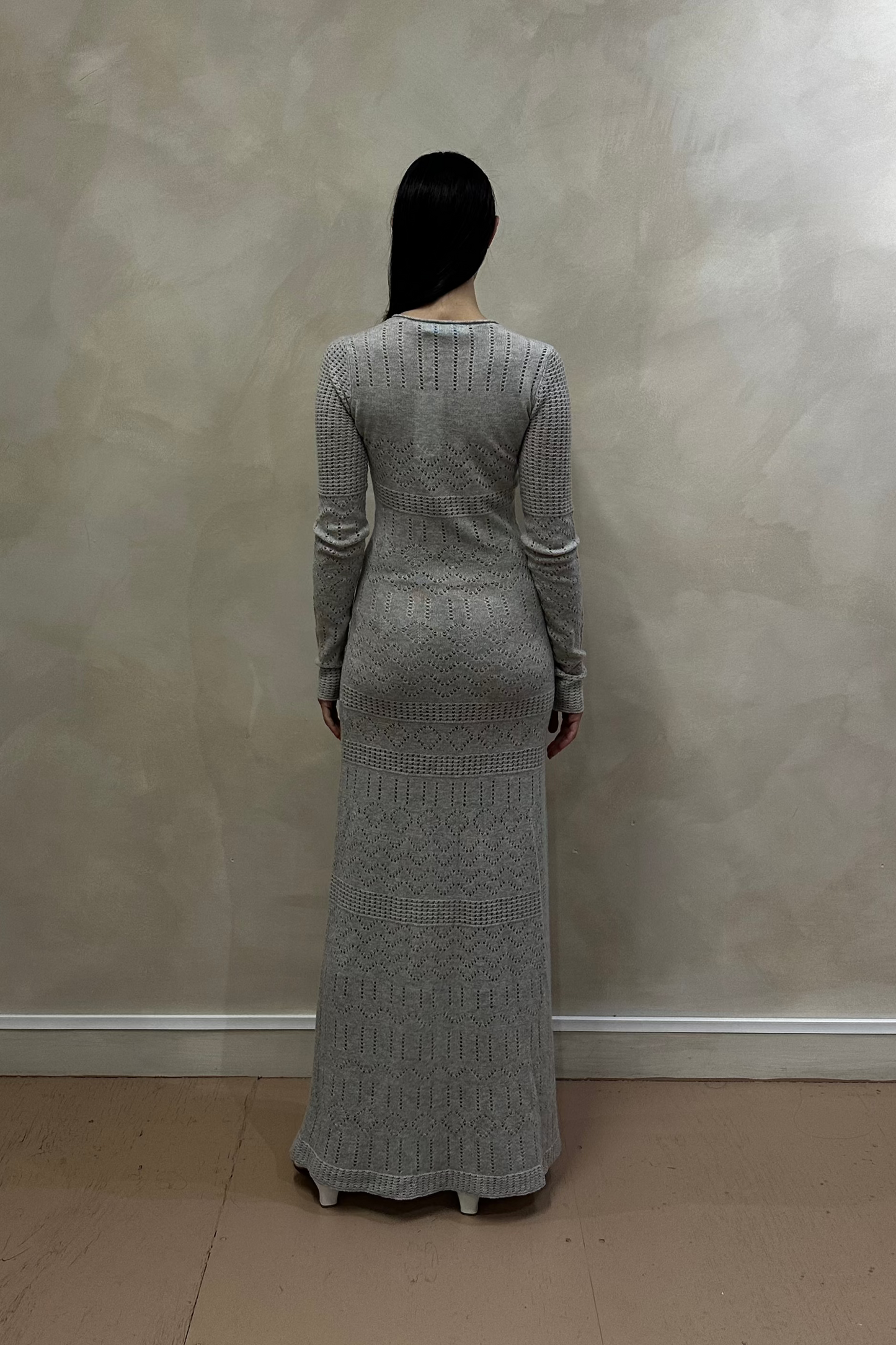 Light Grey Romance Maxi Dress back 