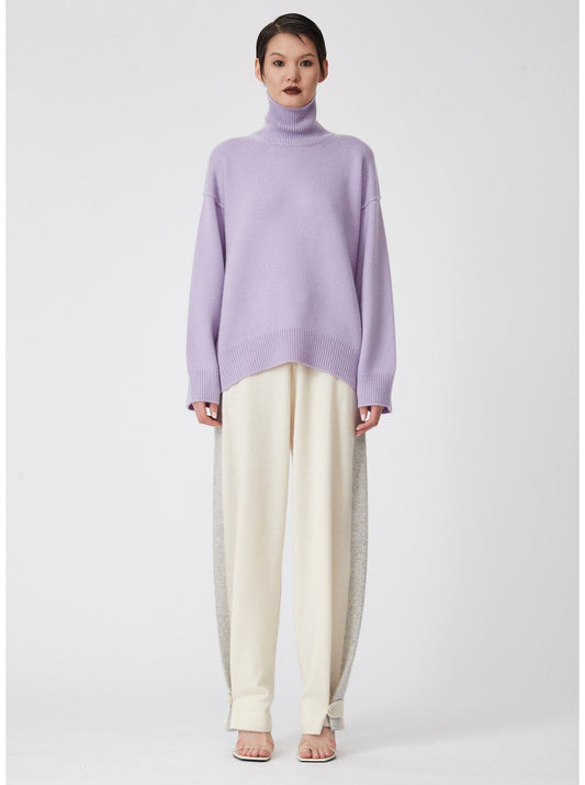 Light Purple Oversized Roll Neck Cashmere Jumper