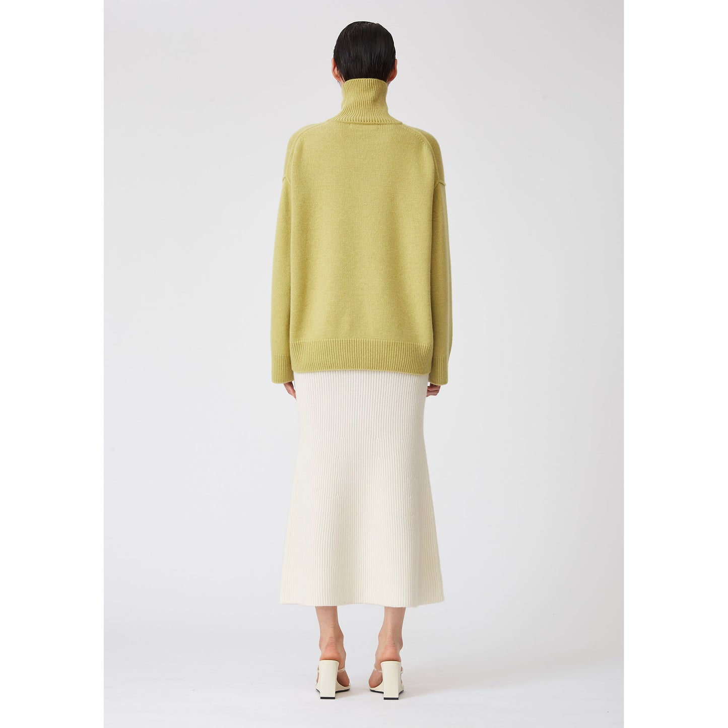 Lime Green Oversized Roll Neck Cashmere Sweater