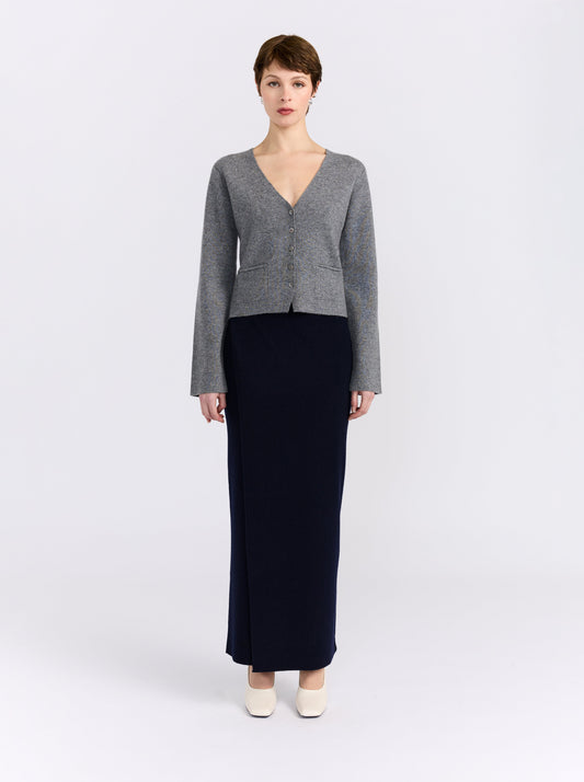 Grey V-Neck Cardigan