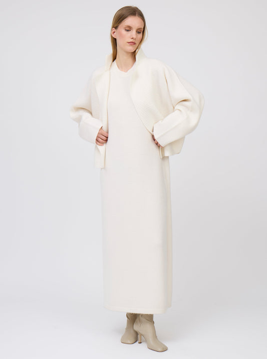 White Kimono Cashmere Knit Jacket