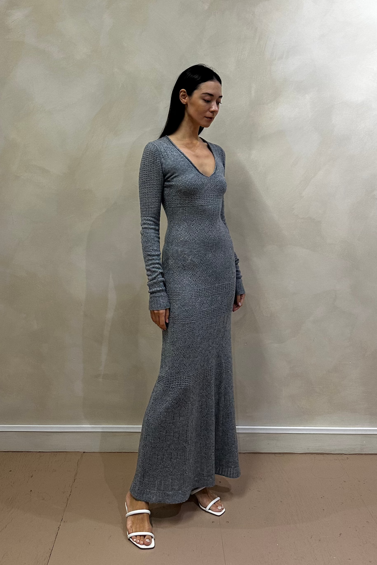 Melange Grey Romance Maxi Dress Side 