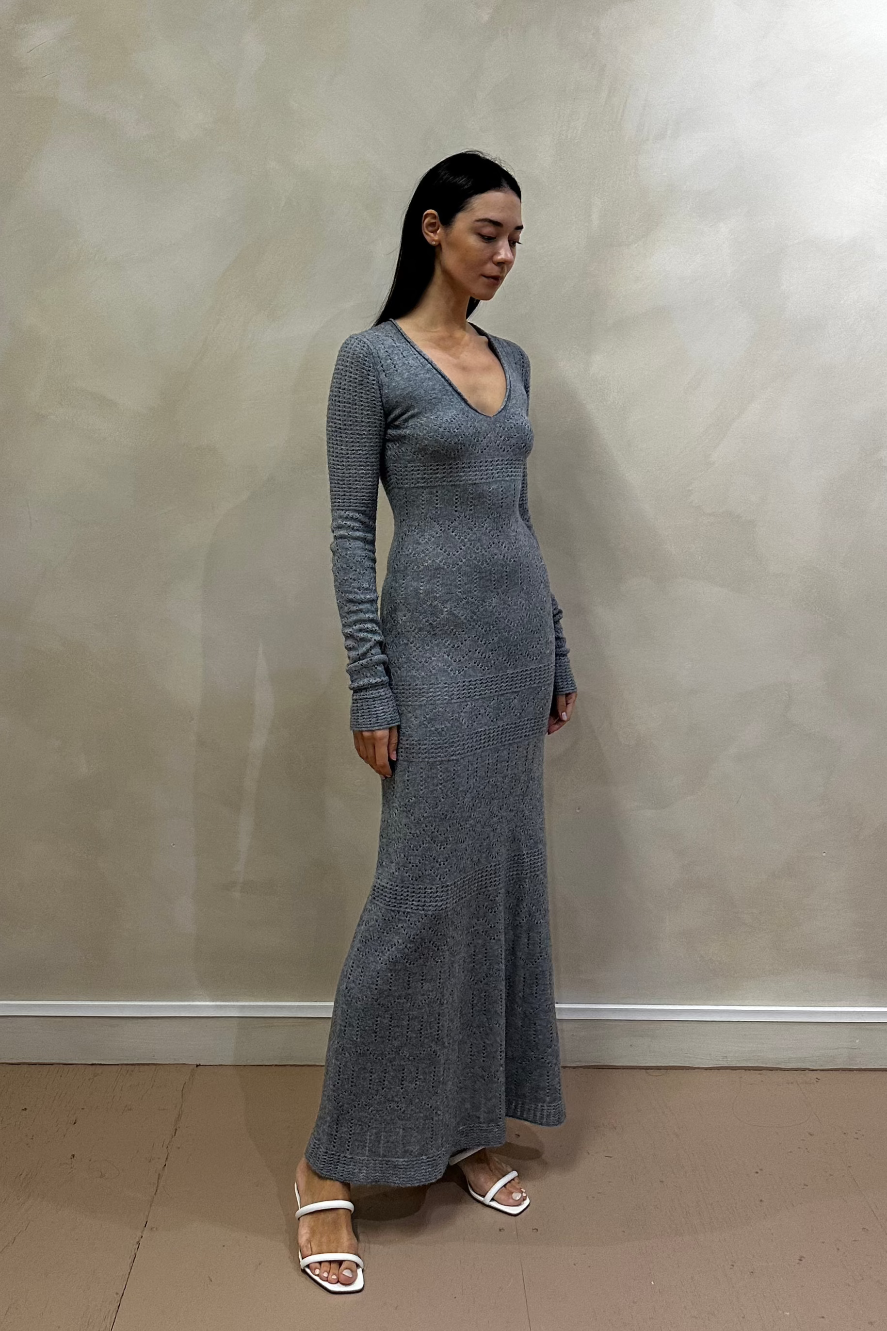 Melange Grey Romance Maxi Dress Side 