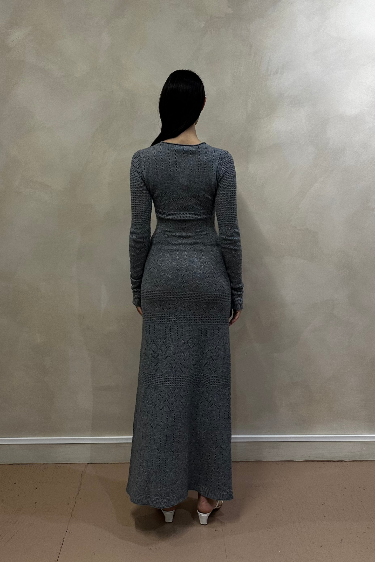 Melange Grey Romance Maxi Dress back