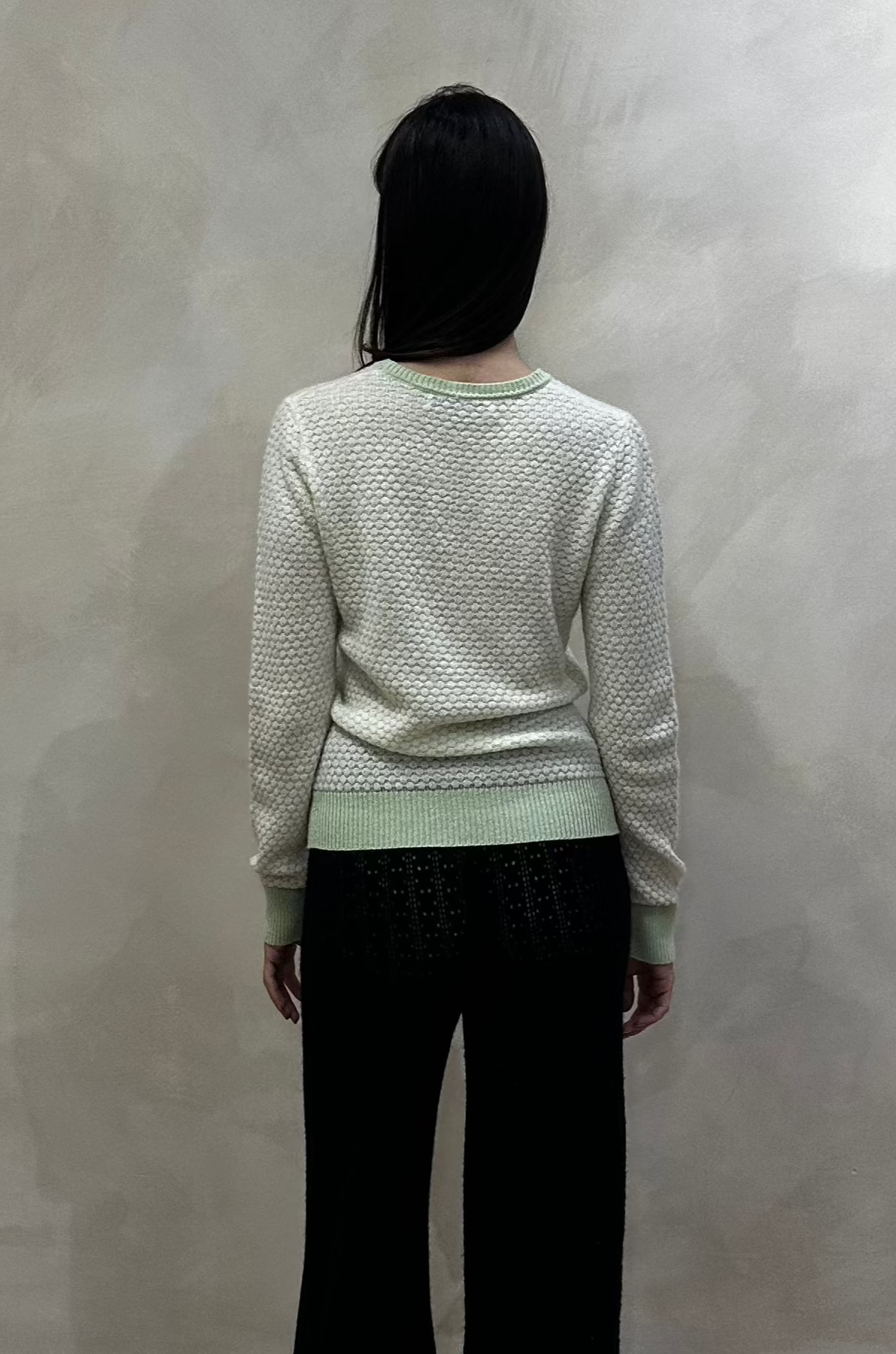 Mint Green Honeycomb Knit Round Neck Jumper