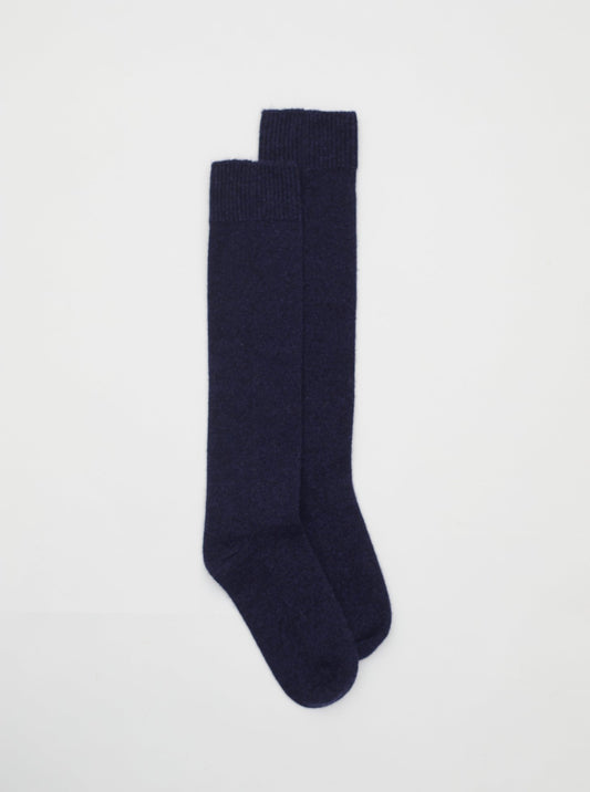 Flat lay Navy Melange Cashmere Long Socks