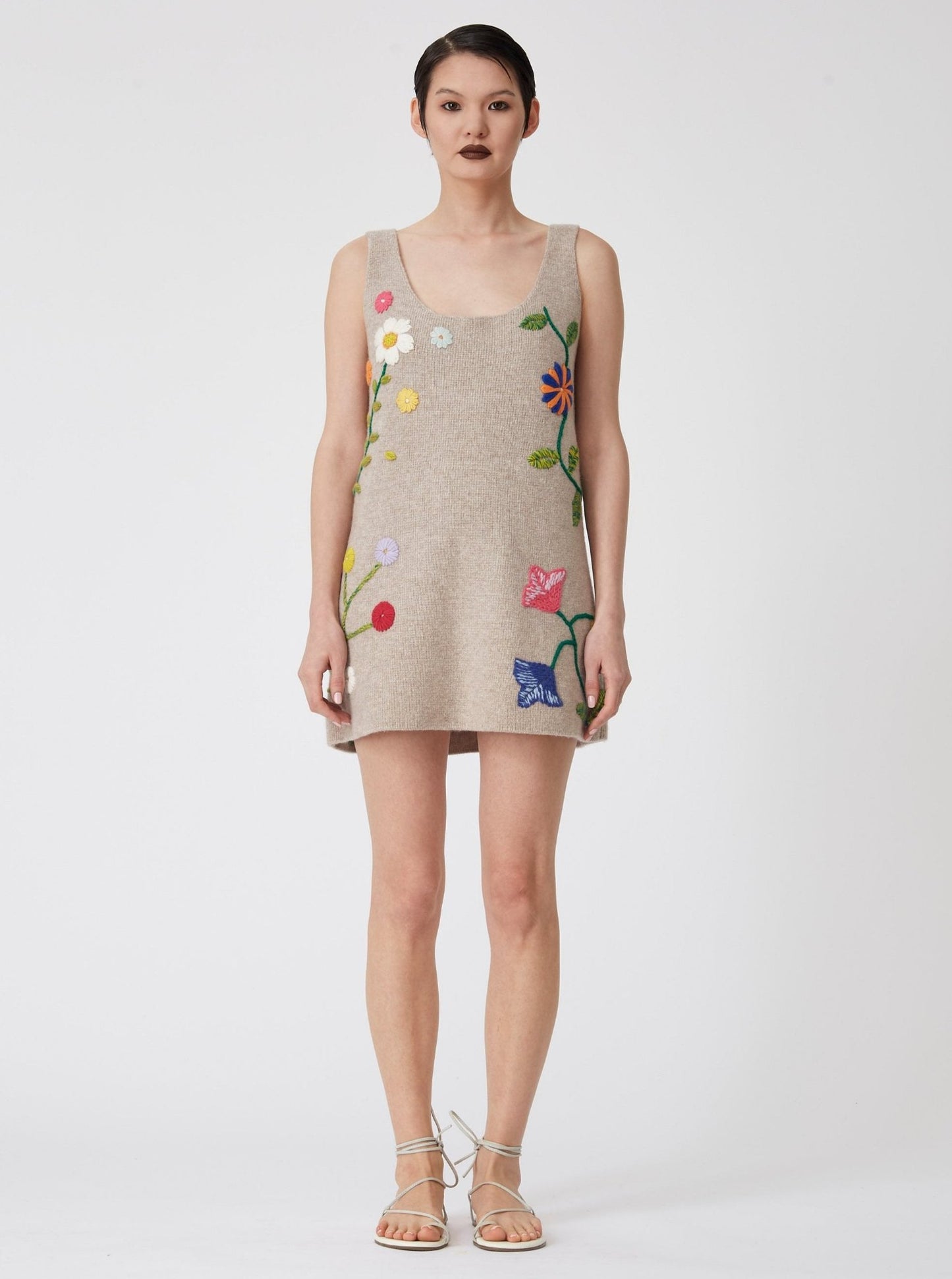 Hand Embroidered Cashmere Mini Dress