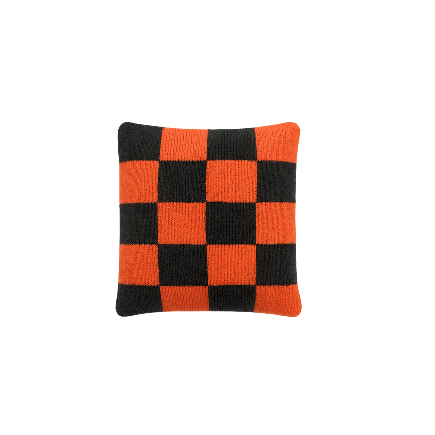 Orange And Khaki Checked Mini Lavender Cushion