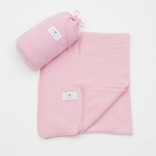 Front Flat lay of the Pink Cashmere Shawl With Travel Pouch