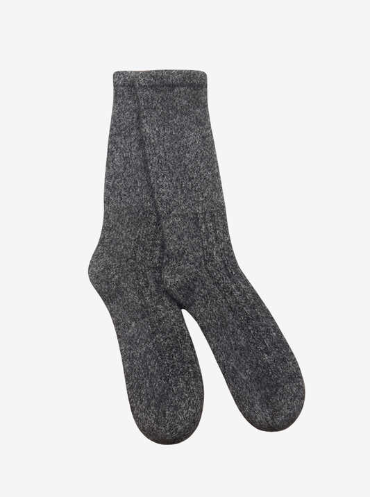 Yak wool melange knit brown socks