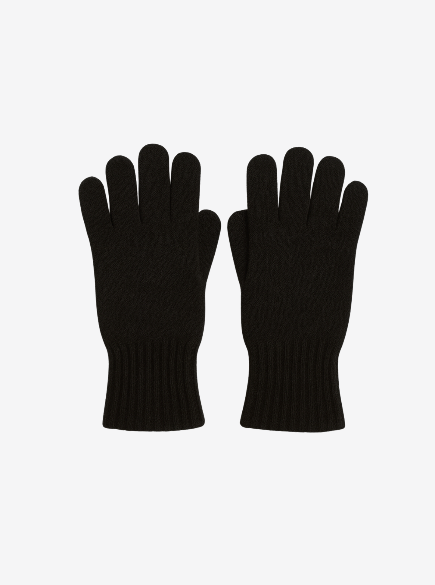 Pair of black cashmere gloves on a white background