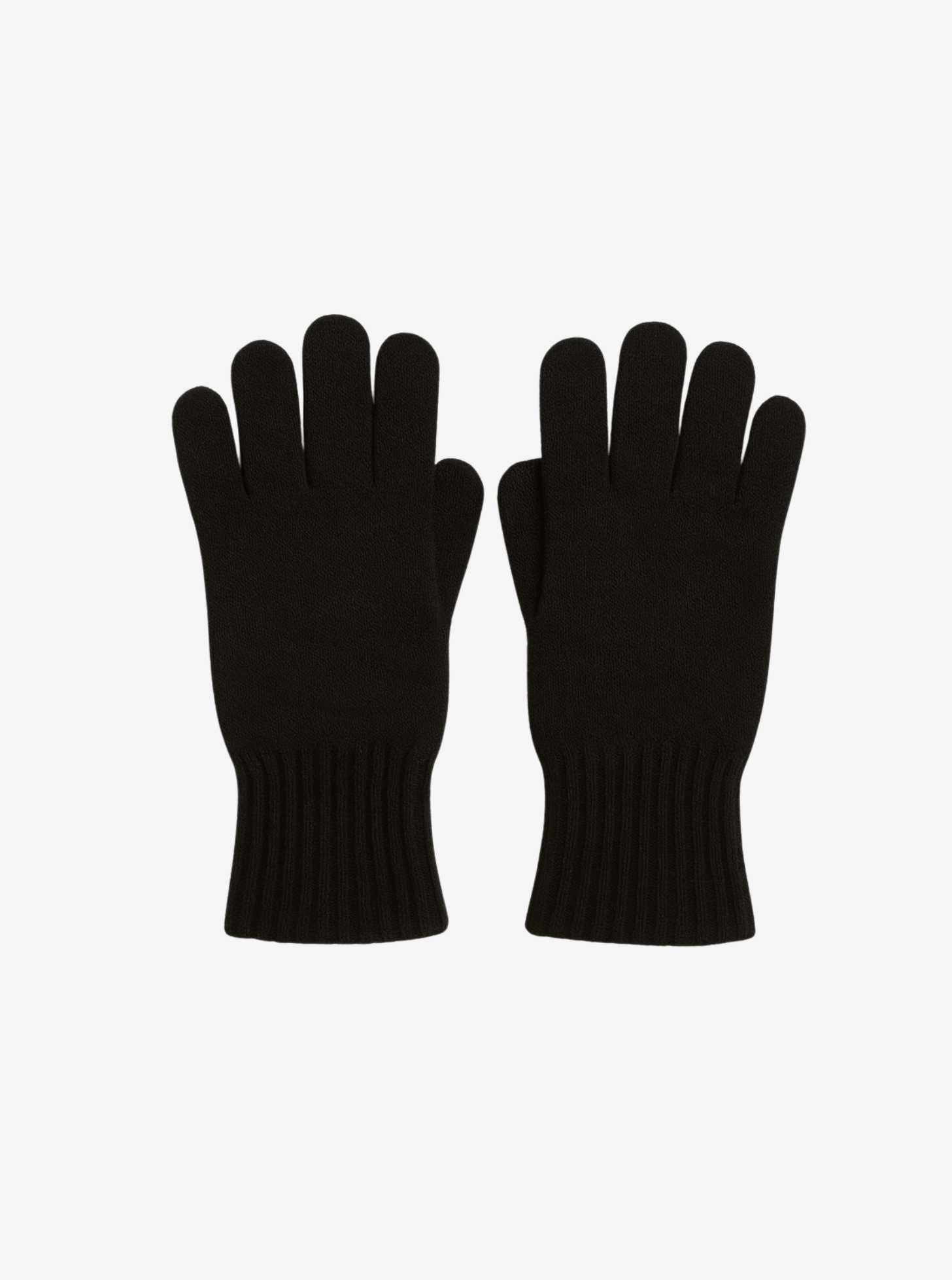 Pair of black cashmere gloves on a white background