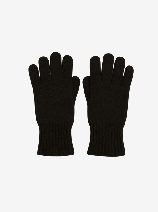 Pair of black cashmere gloves on a white background