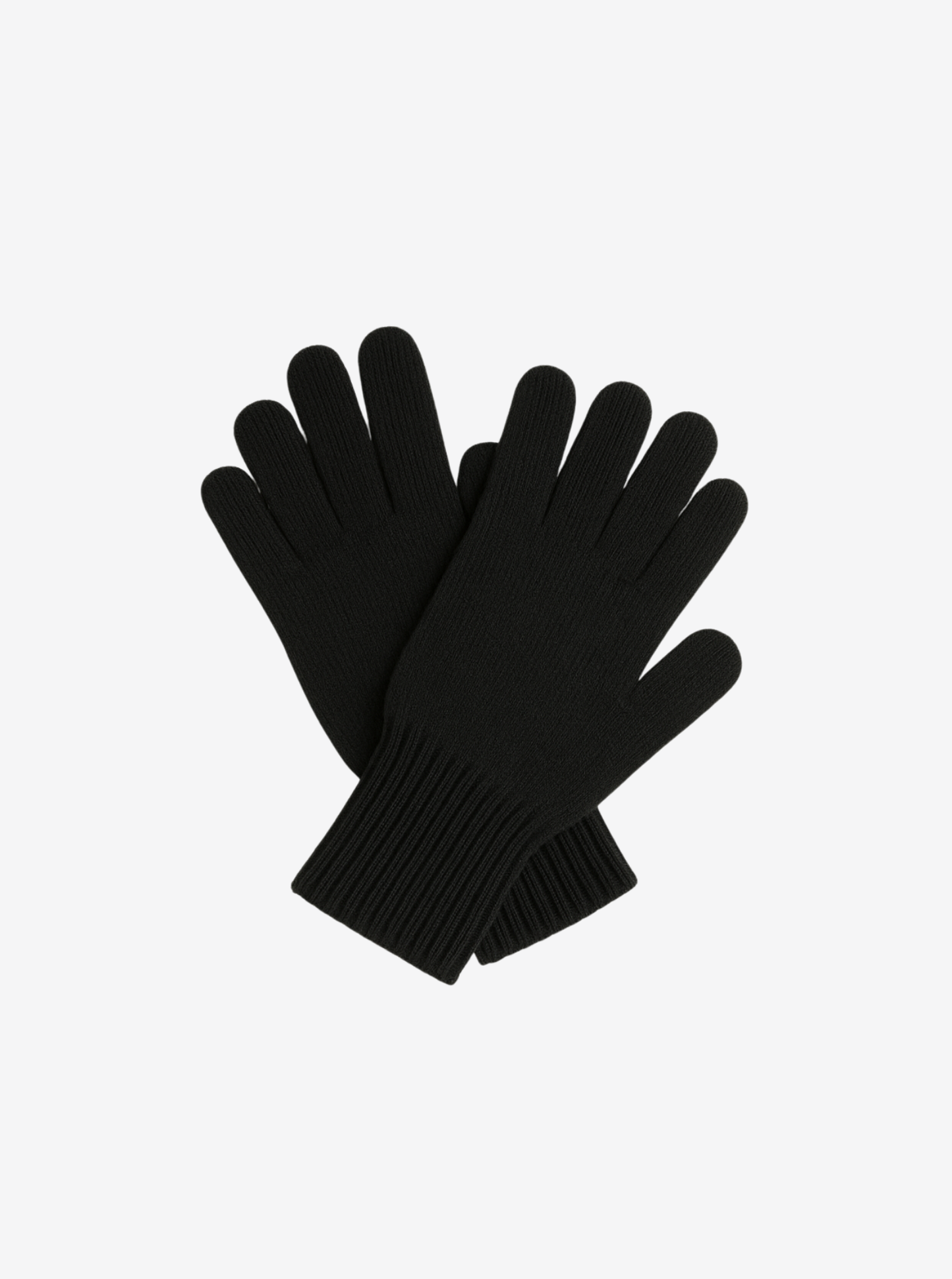 Pair of black cashmere gloves on a white background