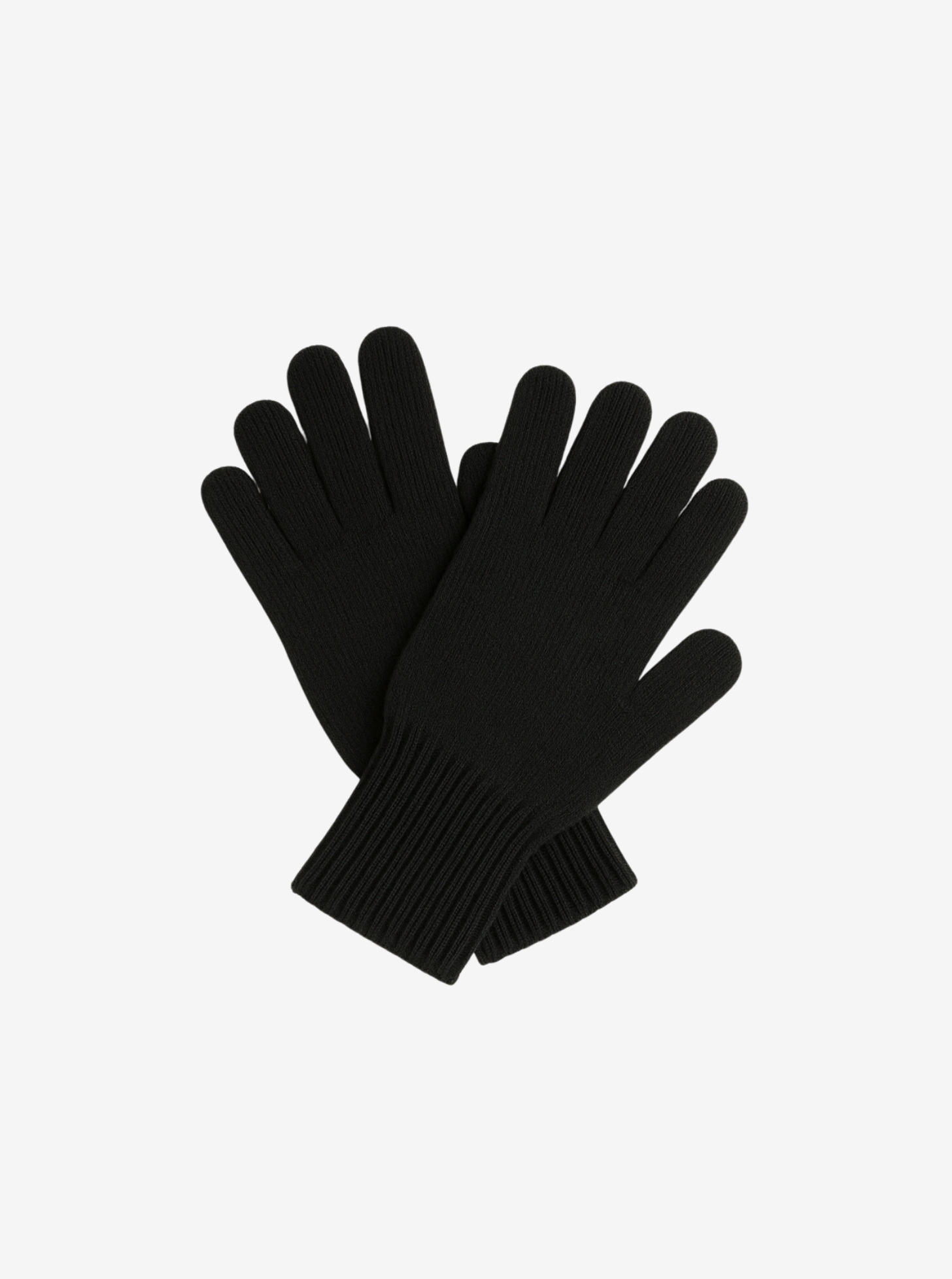 Pair of black cashmere gloves on a white background
