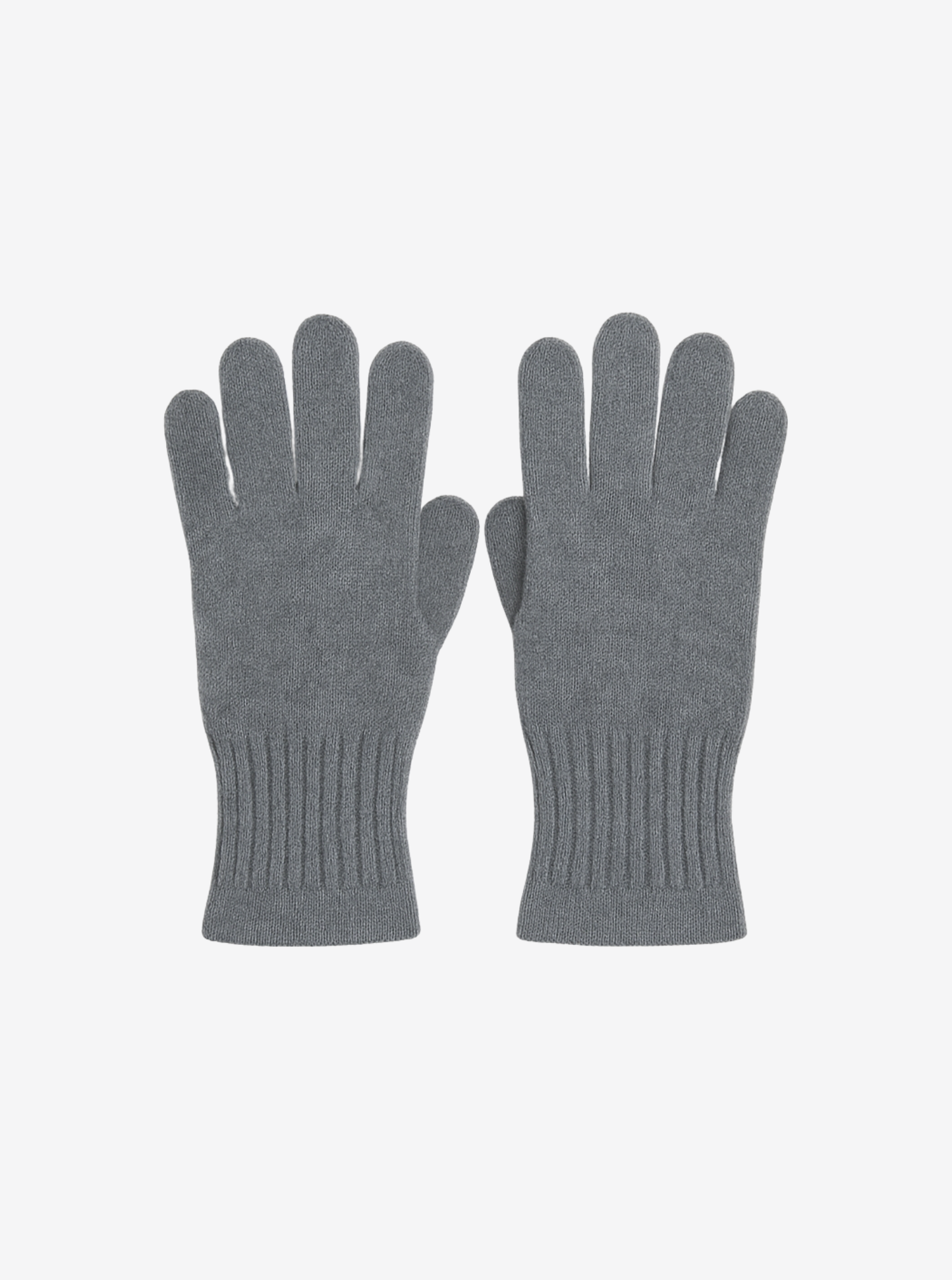 Pair of gray gloves on a light gray background