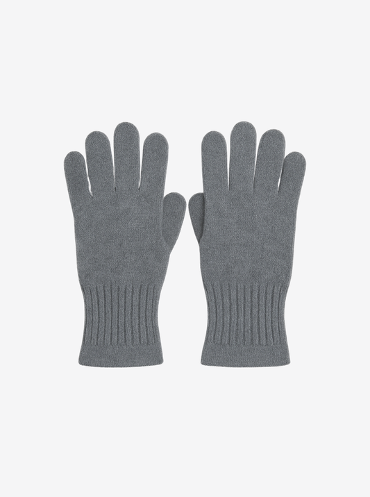 Pair of gray gloves on a light gray background