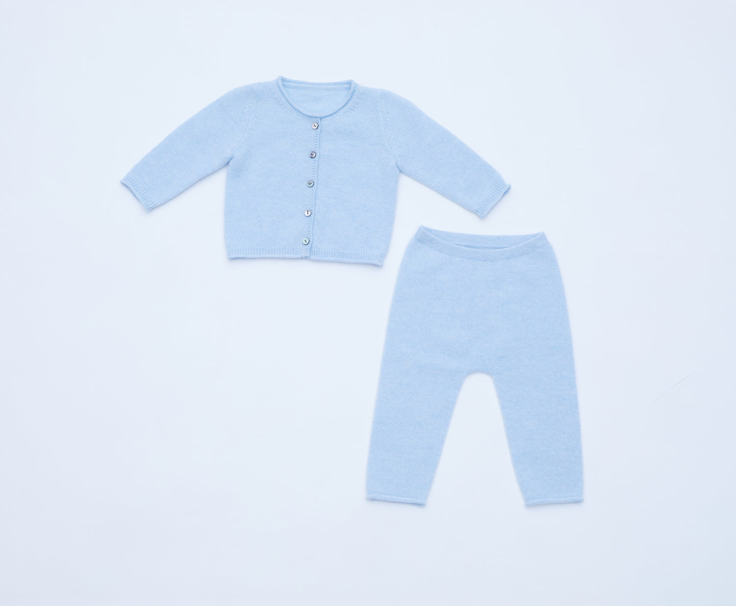 light blue baby cashmere cardigan and leggings set 